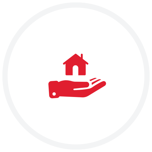 Hand with a house icon